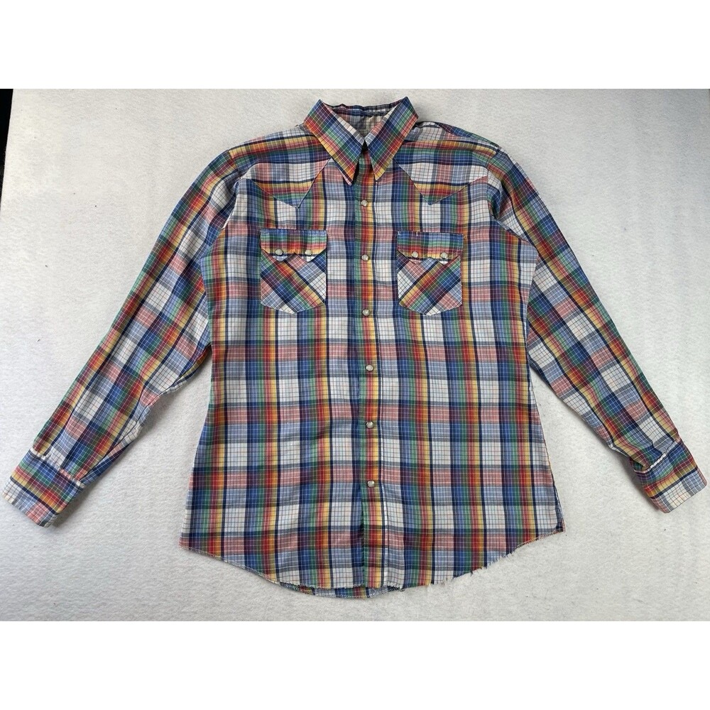 Vintage 70s” Dee Cee Brand Men’s Size 16-35 Western Rainbow Pearl-Snap Shirt